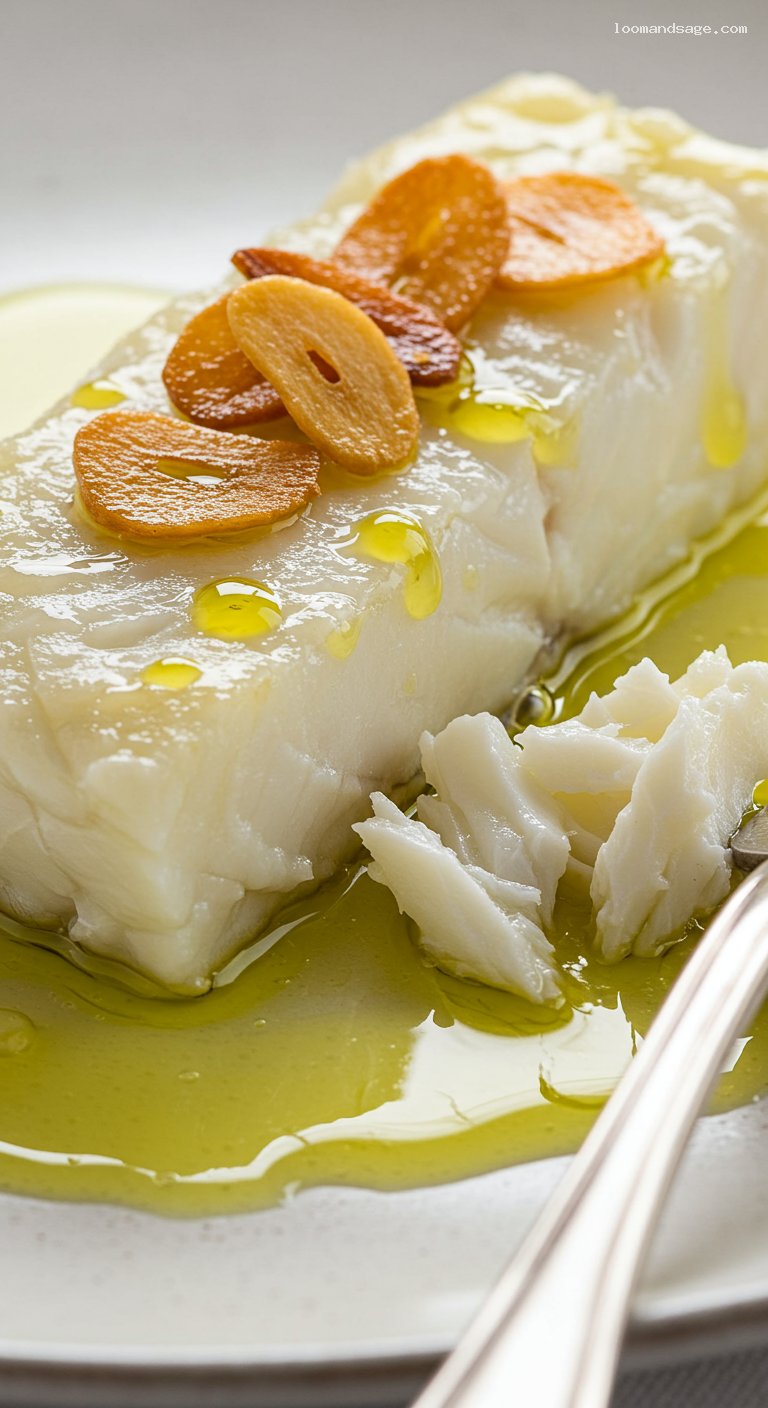 Bacalao al Pil-Pil: Silky Salt Cod in Olive Oil – Closeup