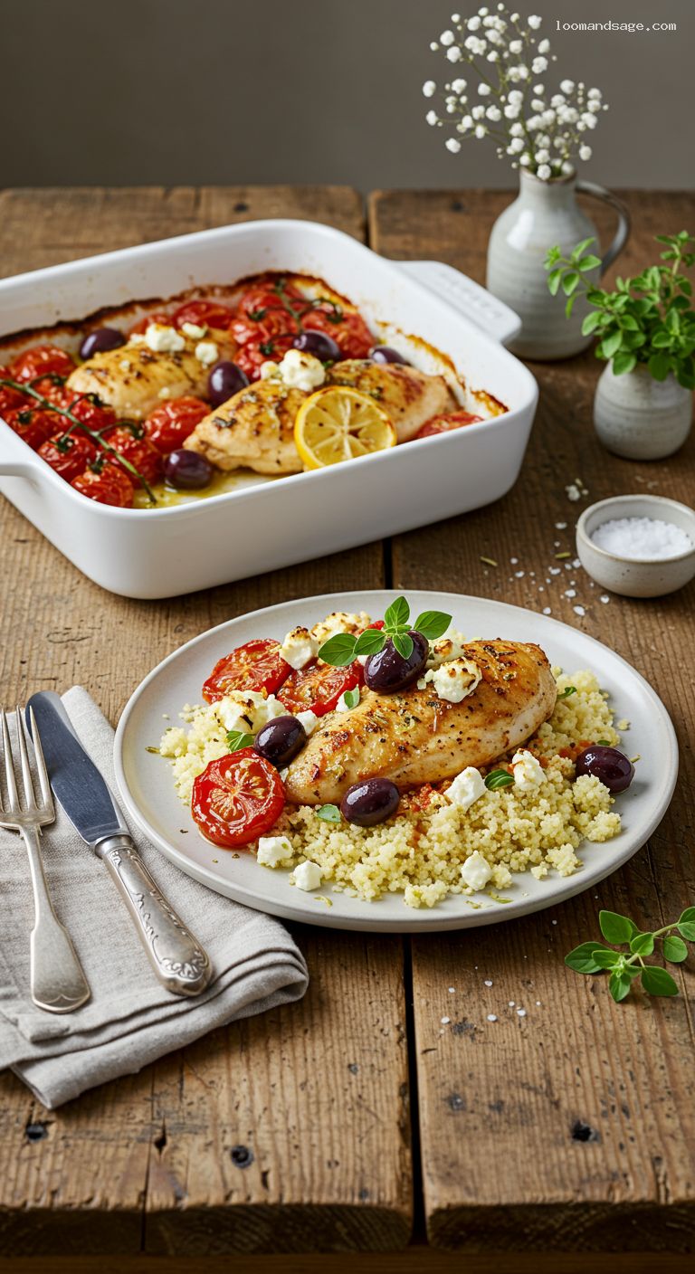 Baked Feta Tomato Chicken with Olives and Oregano
