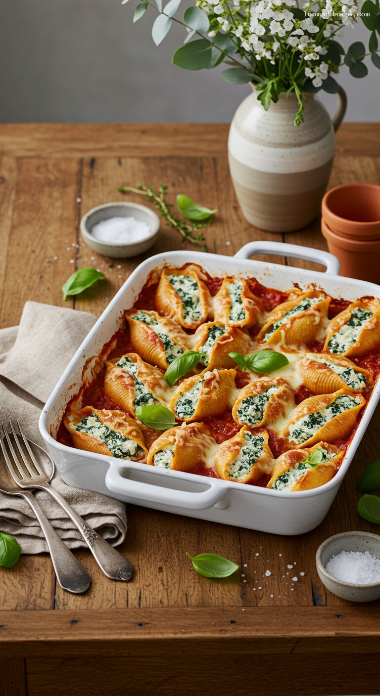 Baked Spinach Ricotta Stuffed Shells