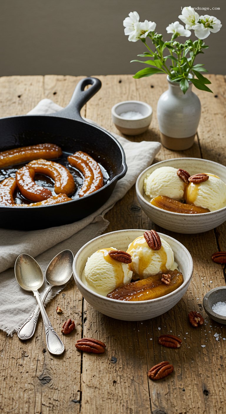 Bananas Foster with Dark Rum and Pecans