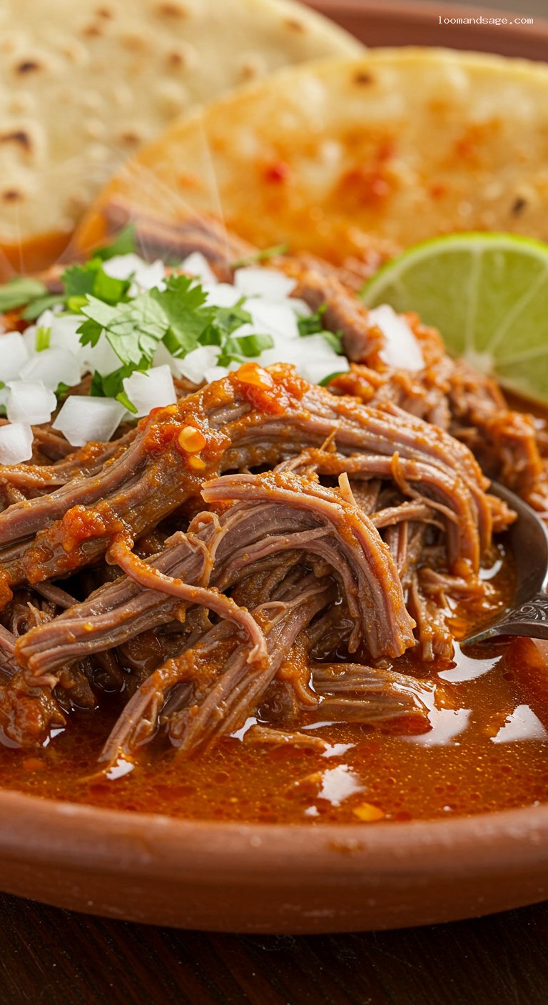Birria de Res with Rich Consomé and Warm Tortillas – Closeup