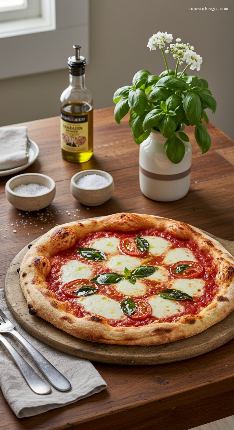 Blistered Margherita Pizza with Fresh Mozzarella and Basil