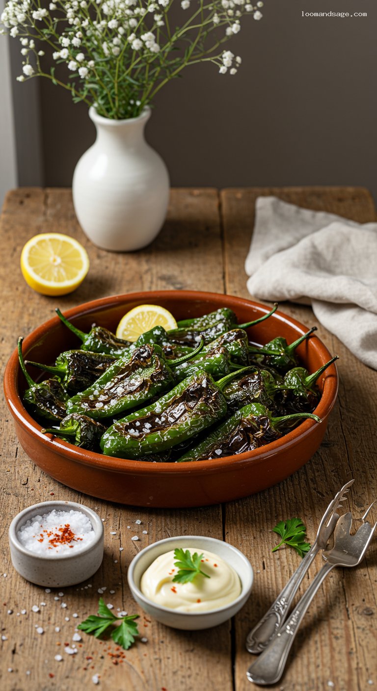 Blistered Padrón Peppers with Flaky Salt