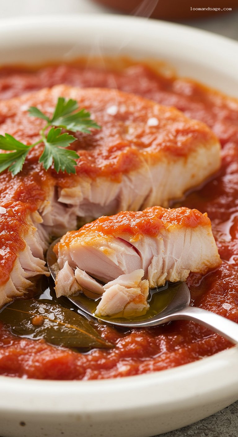 Bonito con Tomate (Tuna in Paprika-Tomato Sofrito) – Closeup