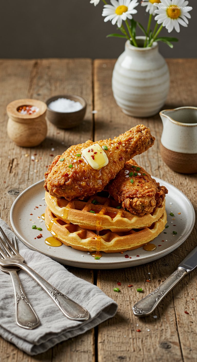 Buttermilk Fried Chicken and Waffles with Hot Honey