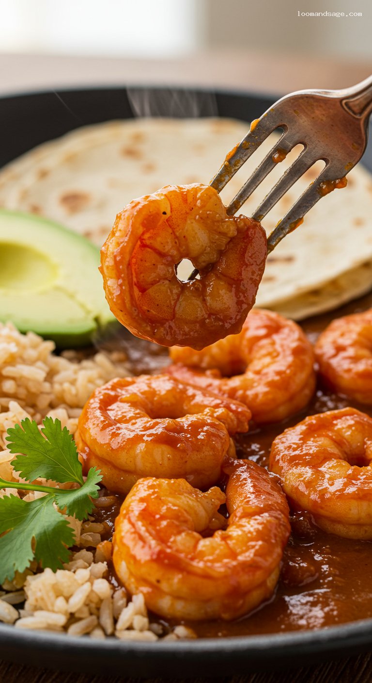 Camarones a la Diabla with Fiery Chile Sauce – Closeup