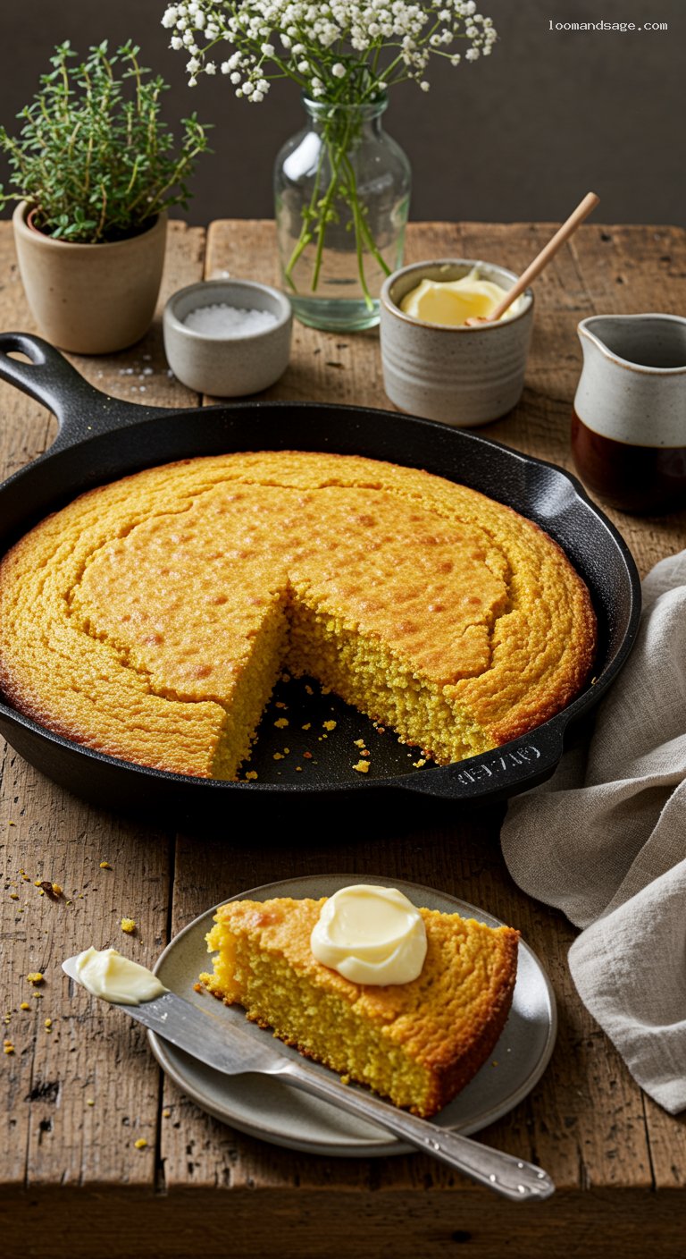 Cast-Iron Skillet Cornbread with Buttermilk and Bacon Drippings