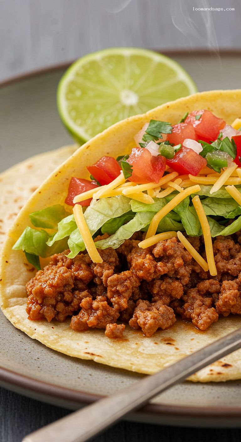 Classic Beef Tacos with Pico de Gallo – Closeup