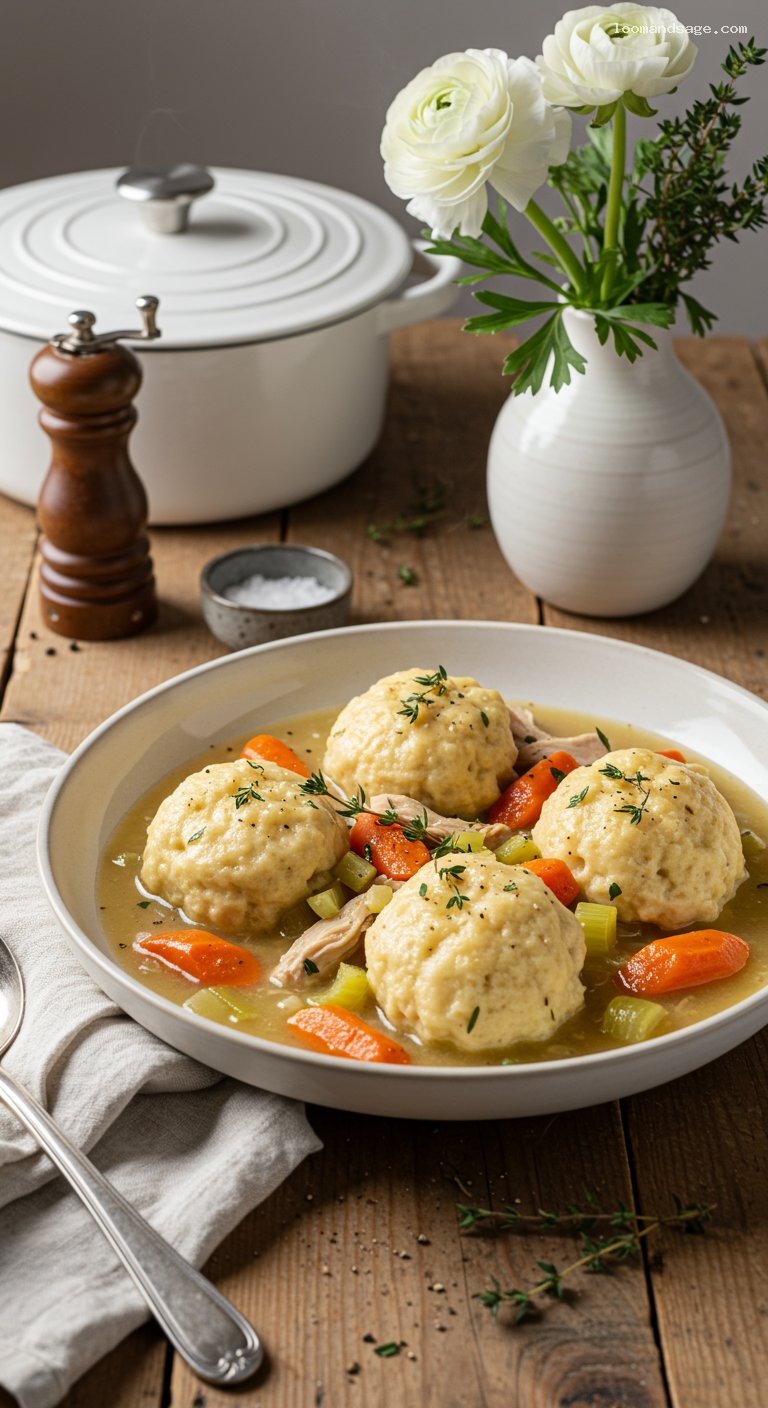 Classic Chicken and Dumplings with Thyme and Pepper