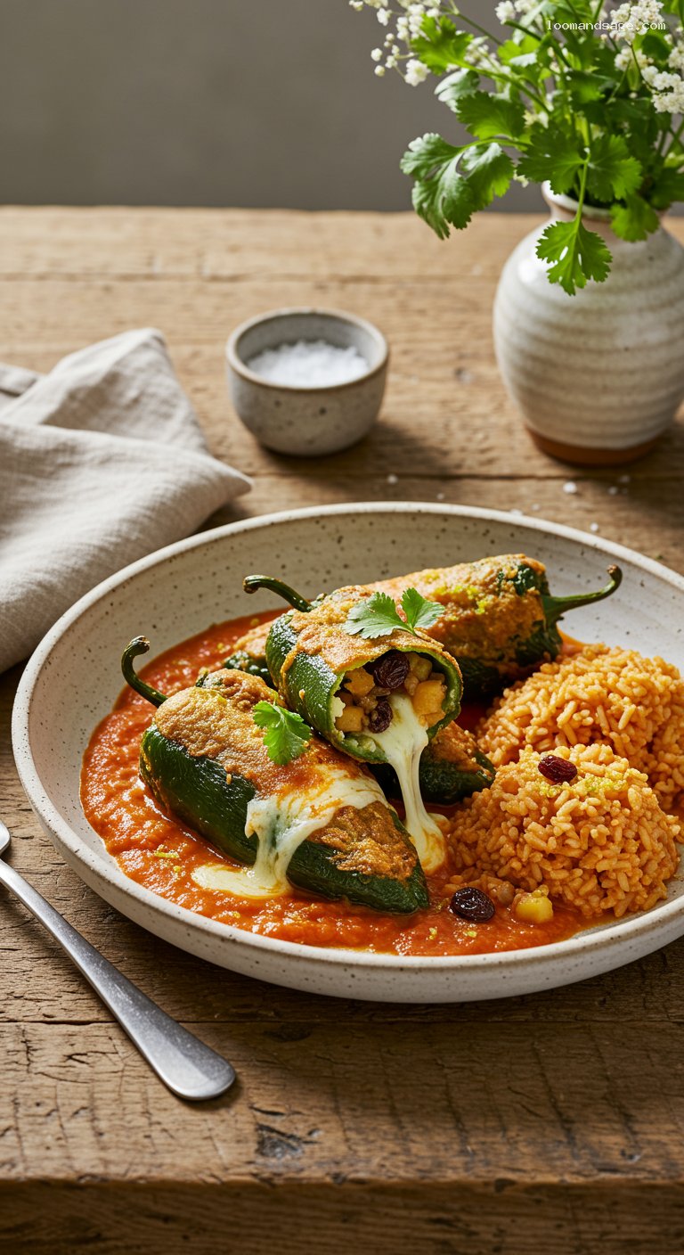 Classic Chiles Rellenos with Light Tomato Caldillo