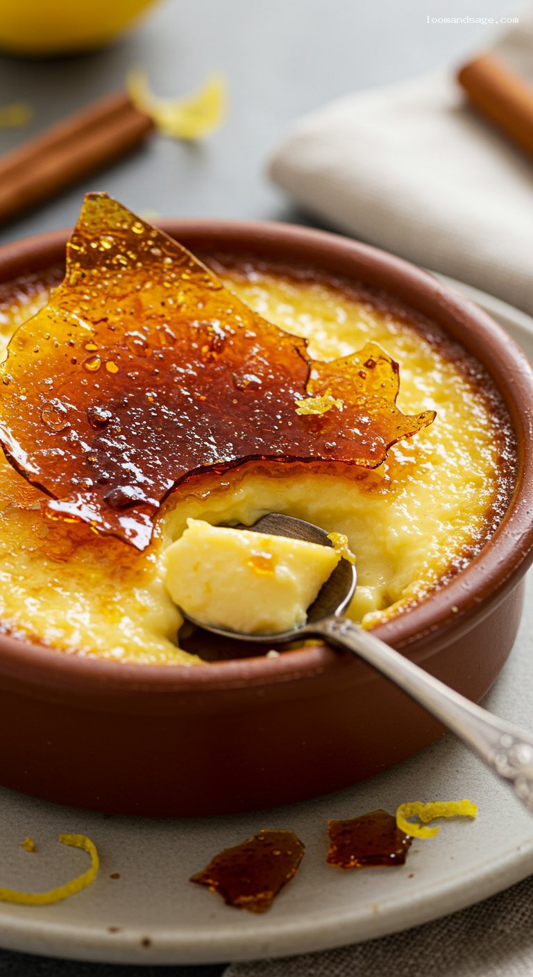Classic Crema Catalana with Caramelized Sugar Lid – Closeup