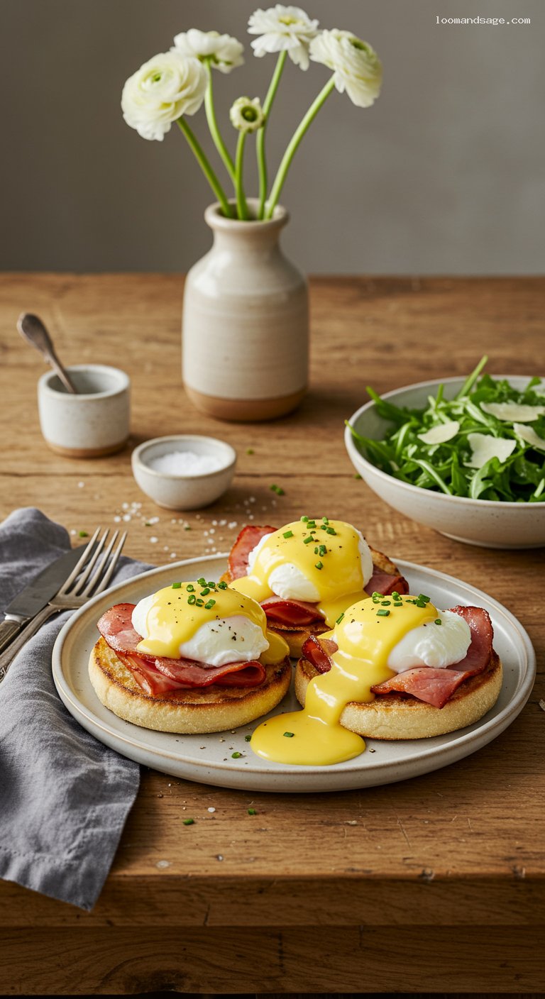 Classic Eggs Benedict with Arugula Salad