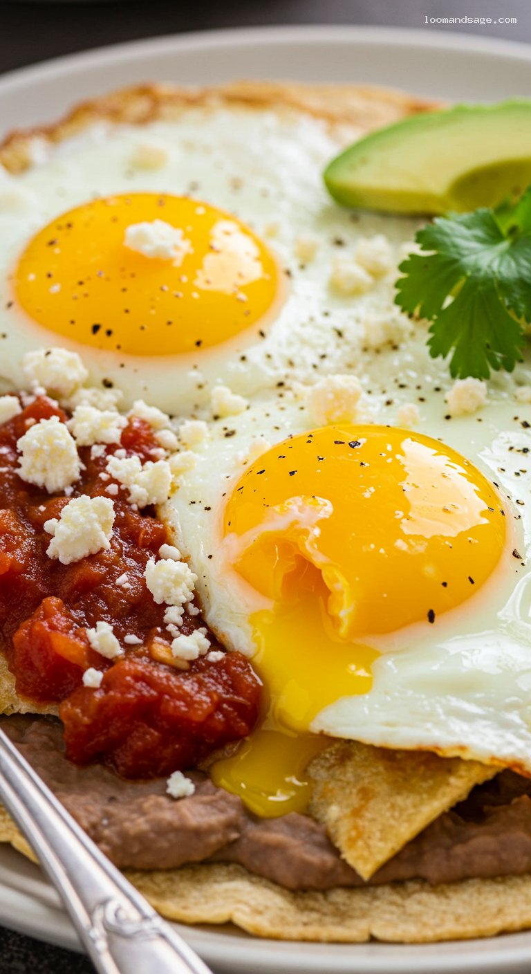 Classic Huevos Rancheros with Ranchera Salsa – Closeup