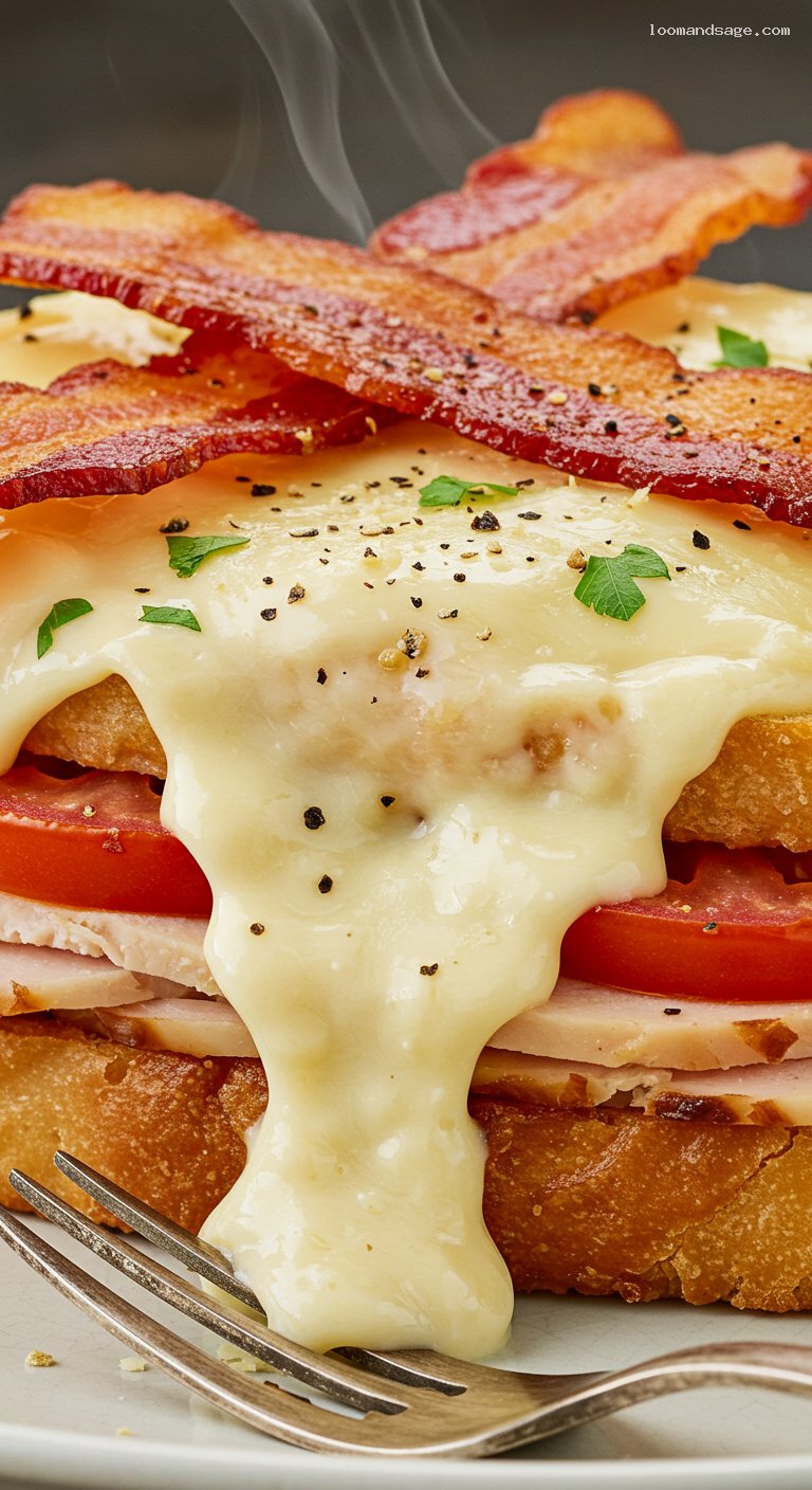 Classic Kentucky Hot Brown with Mornay Sauce – Closeup