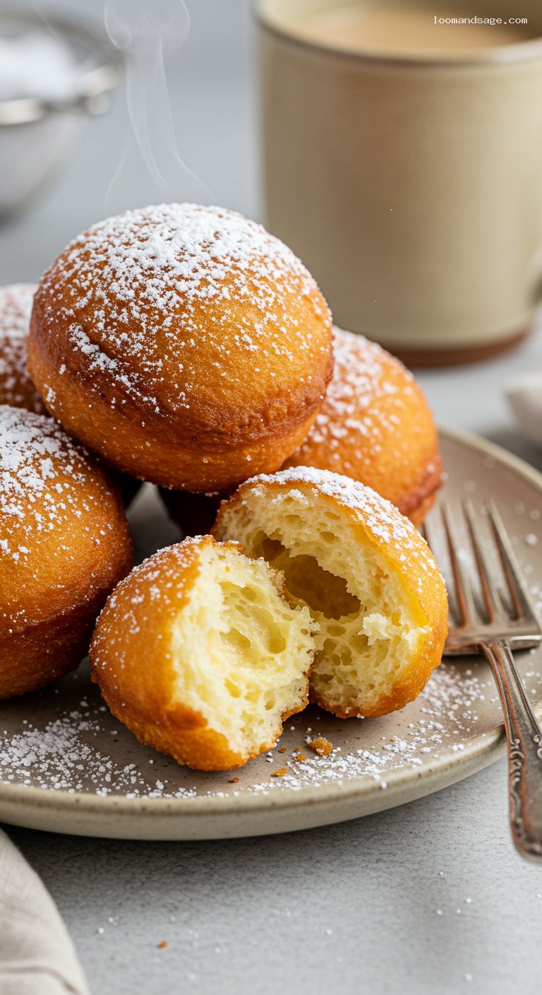 Classic New Orleans Beignets with Chicory Coffee – Closeup