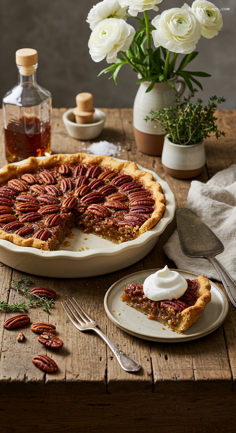 Classic Pecan Pie with Buttery Crust and Vanilla