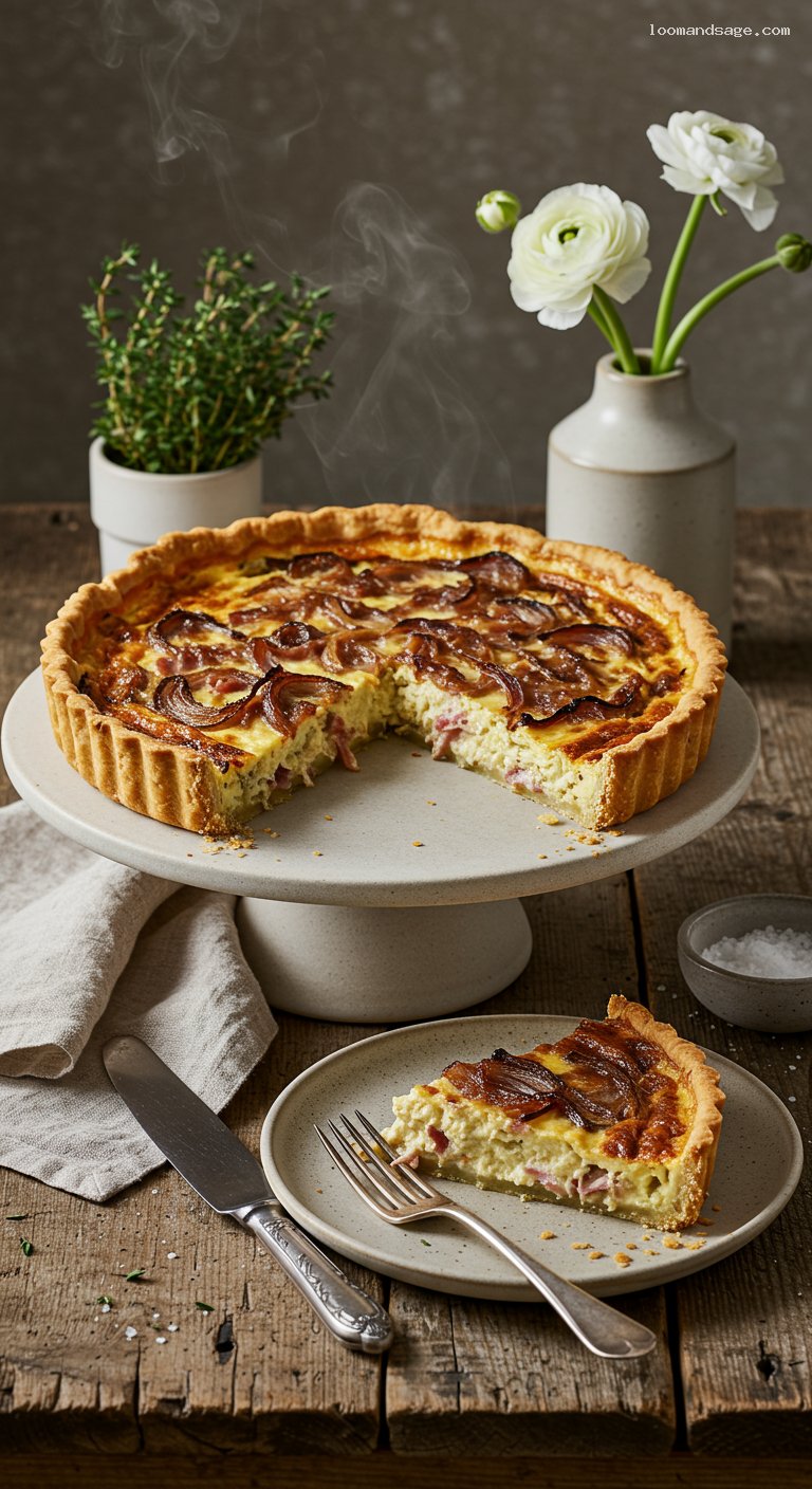 Classic Quiche Lorraine with Bacon, Onions, and Gruyère
