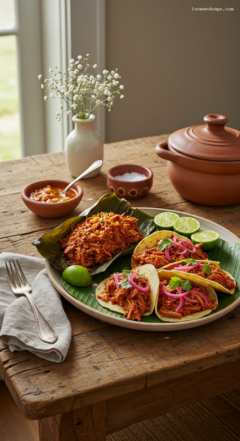 Cochinita Pibil Tacos with Pickled Red Onions