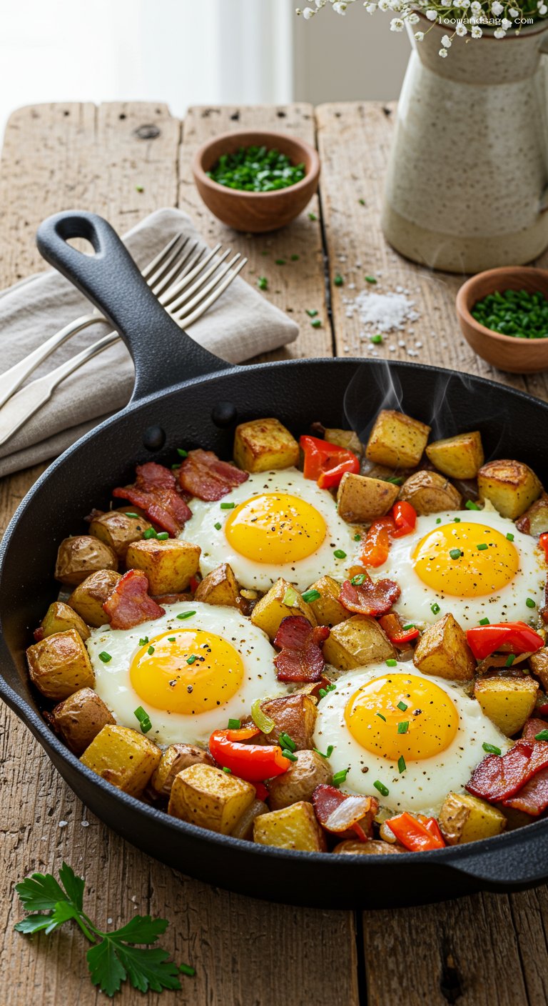 Country Breakfast Hash with Crispy Potatoes and Eggs
