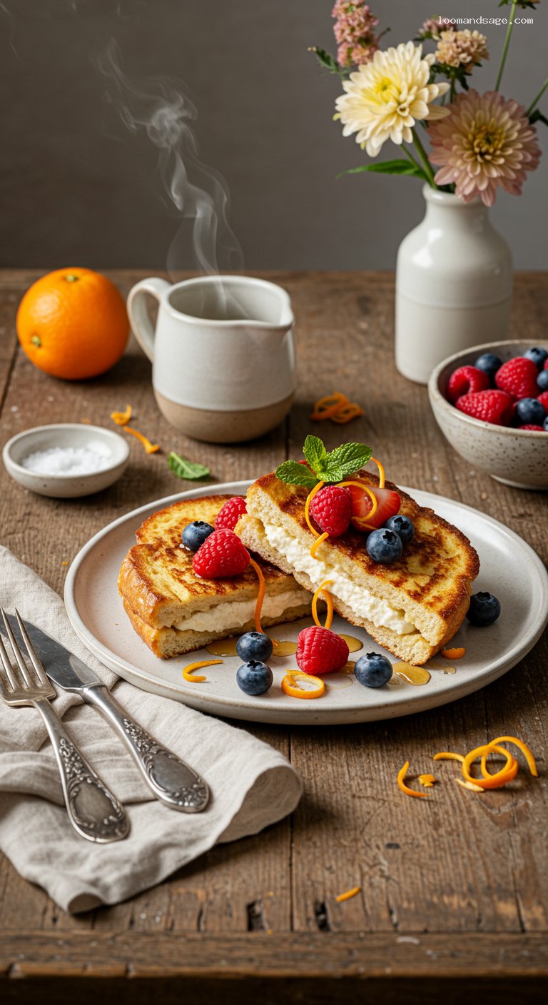 Cream Cheese–Stuffed Brioche French Toast with Berries