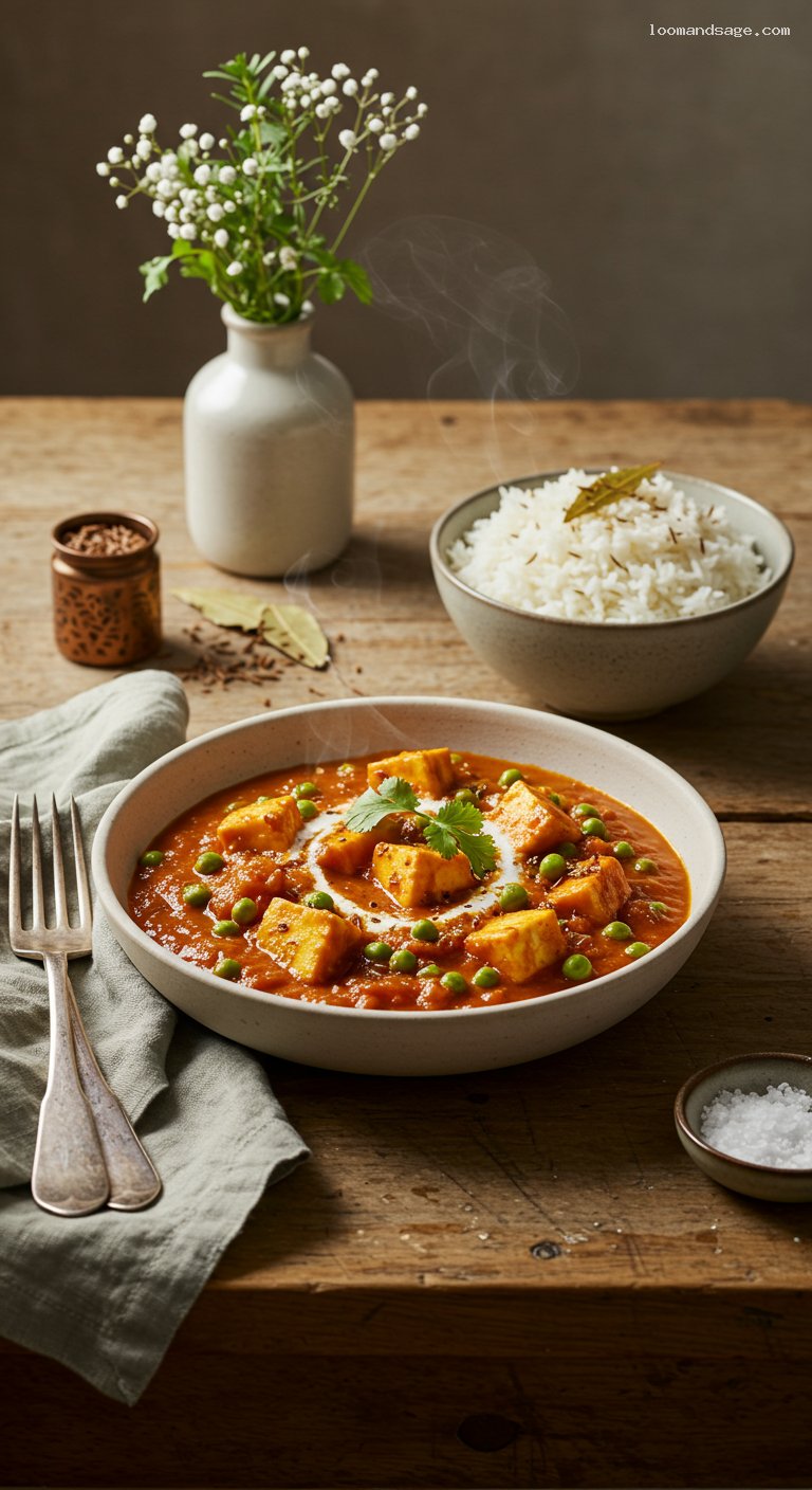Creamy Matar Paneer with Jeera Rice