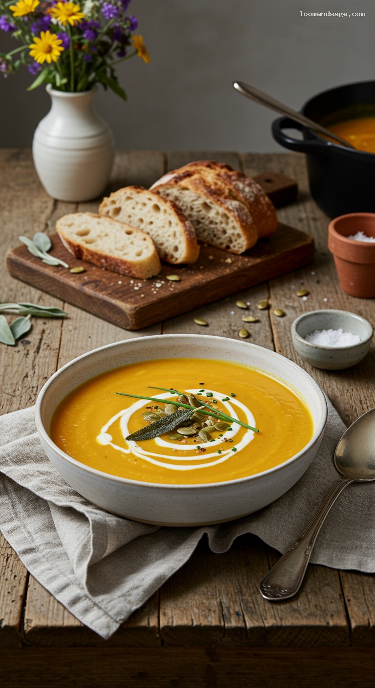Creamy Roasted Butternut Squash Soup with Apple
