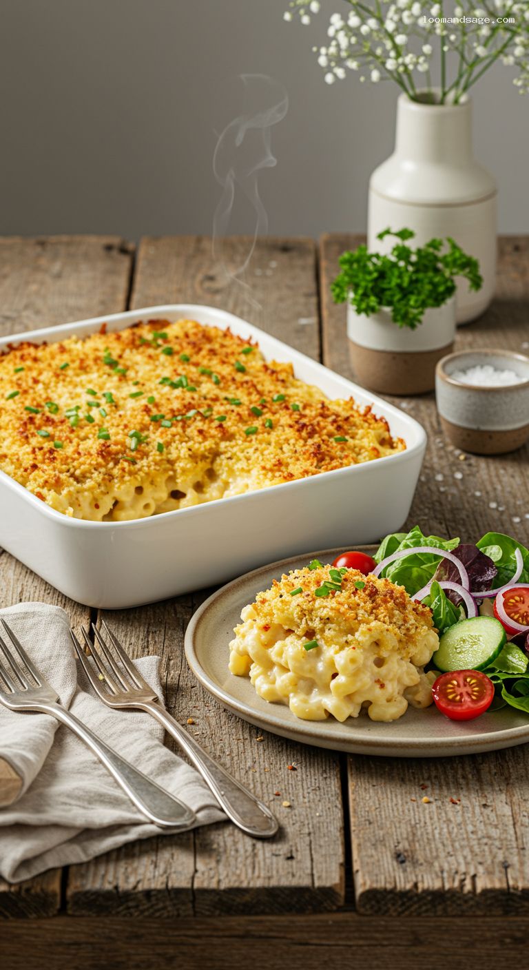 Creamy Three-Cheese Baked Mac and Cheese