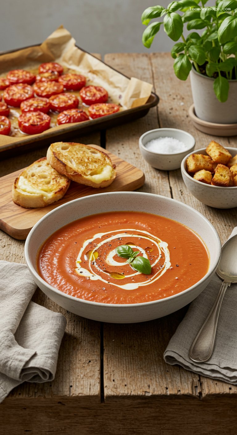 Creamy Tomato Basil Soup with Slow-Roasted Flavor