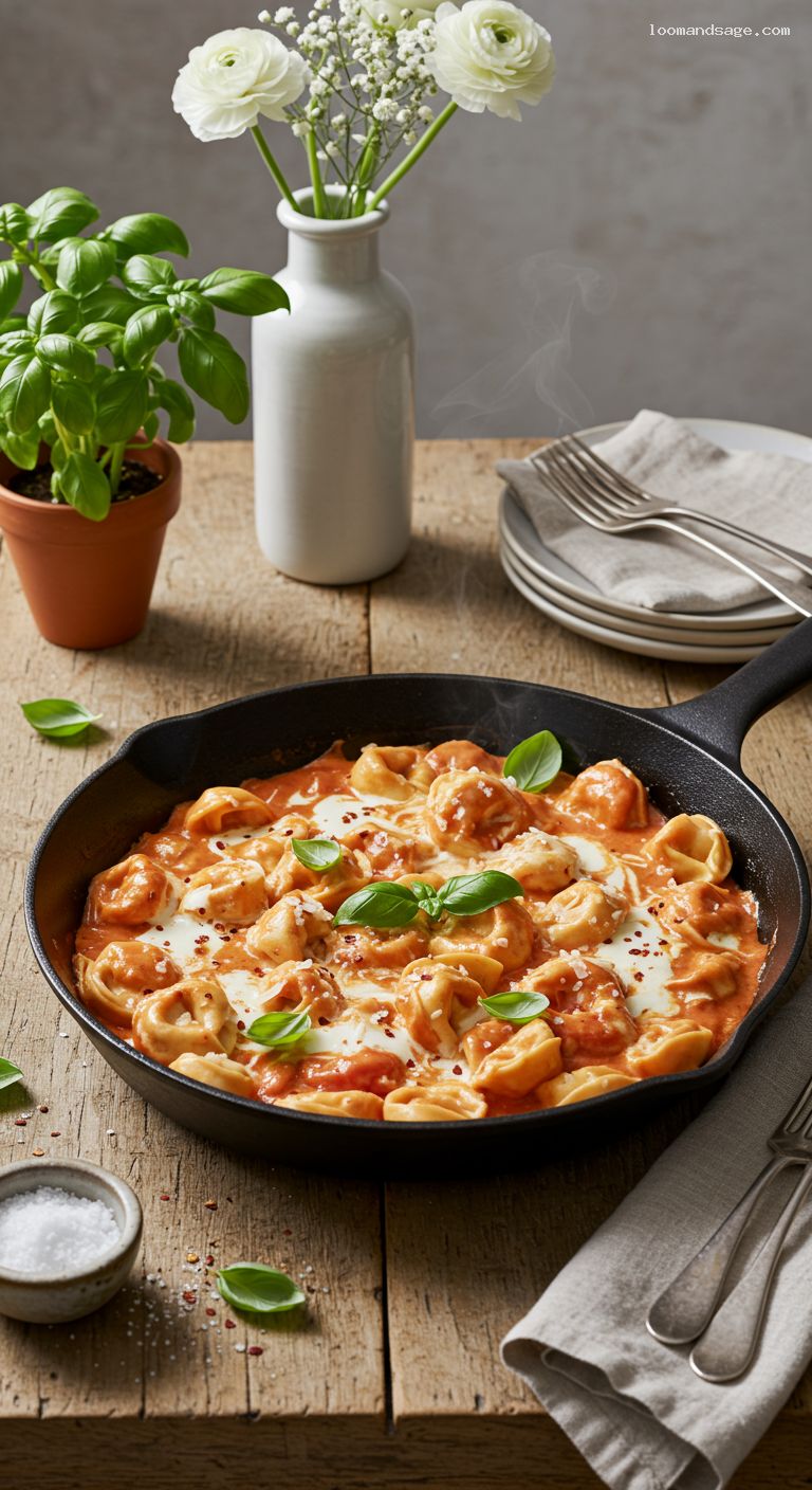 Creamy Tomato Basil Tortellini Skillet