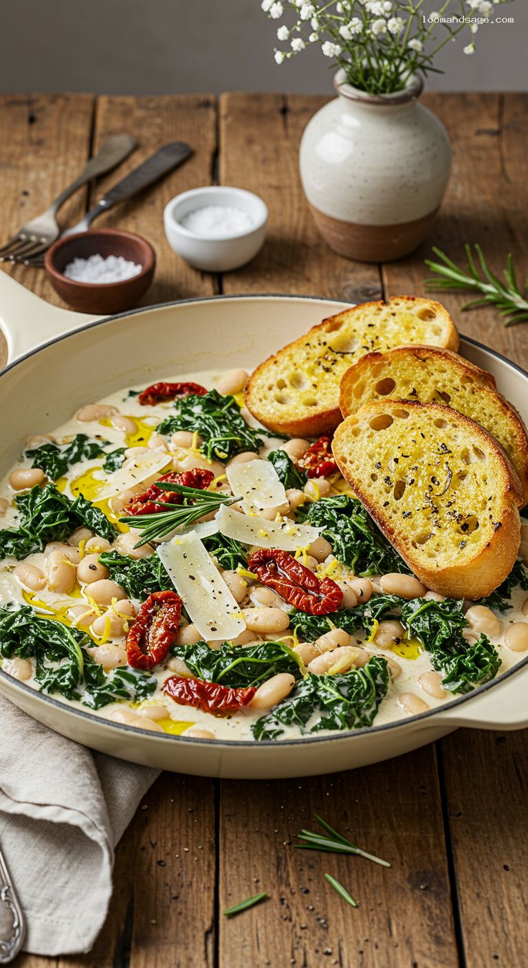Creamy Tuscan White Bean and Kale Skillet
