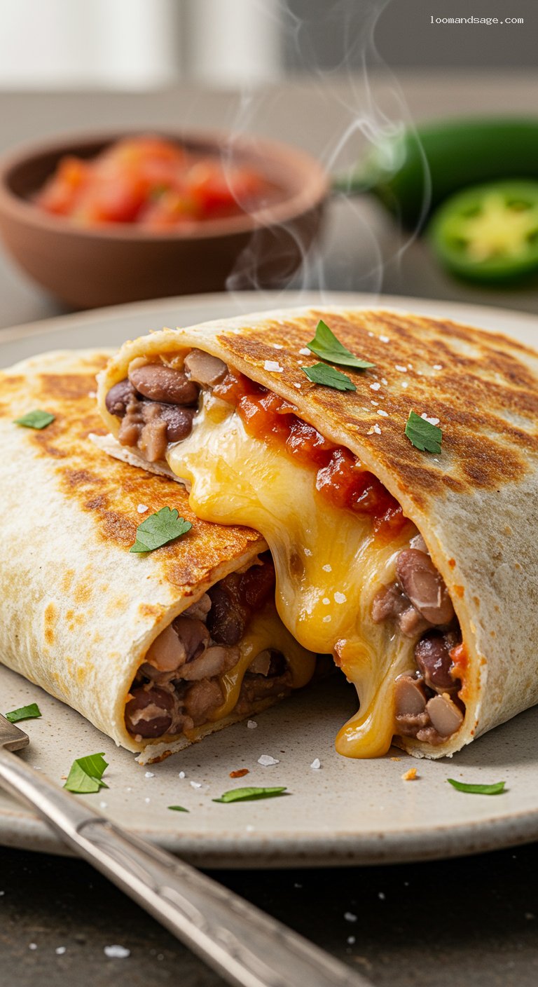 Crispy Bean and Cheese Burritos on a Budget – Closeup