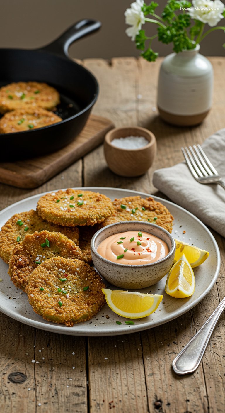 Crispy Fried Green Tomatoes with Comeback Sauce