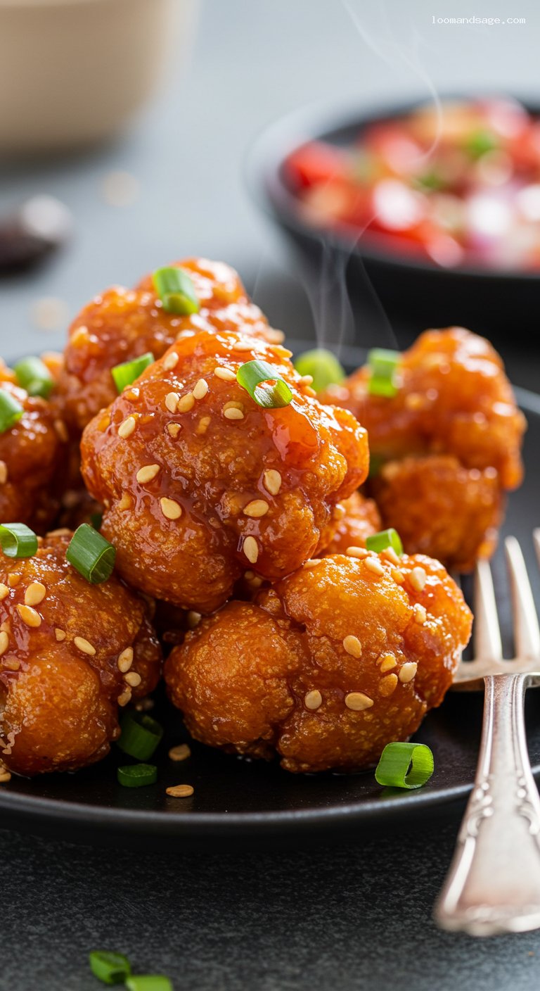 Crispy Gobi Manchurian with Chile Garlic Glaze – Closeup