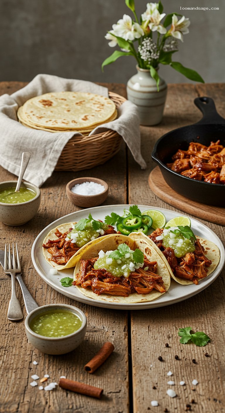 Crispy Orange-Cinnamon Carnitas Tacos with Salsa Verde