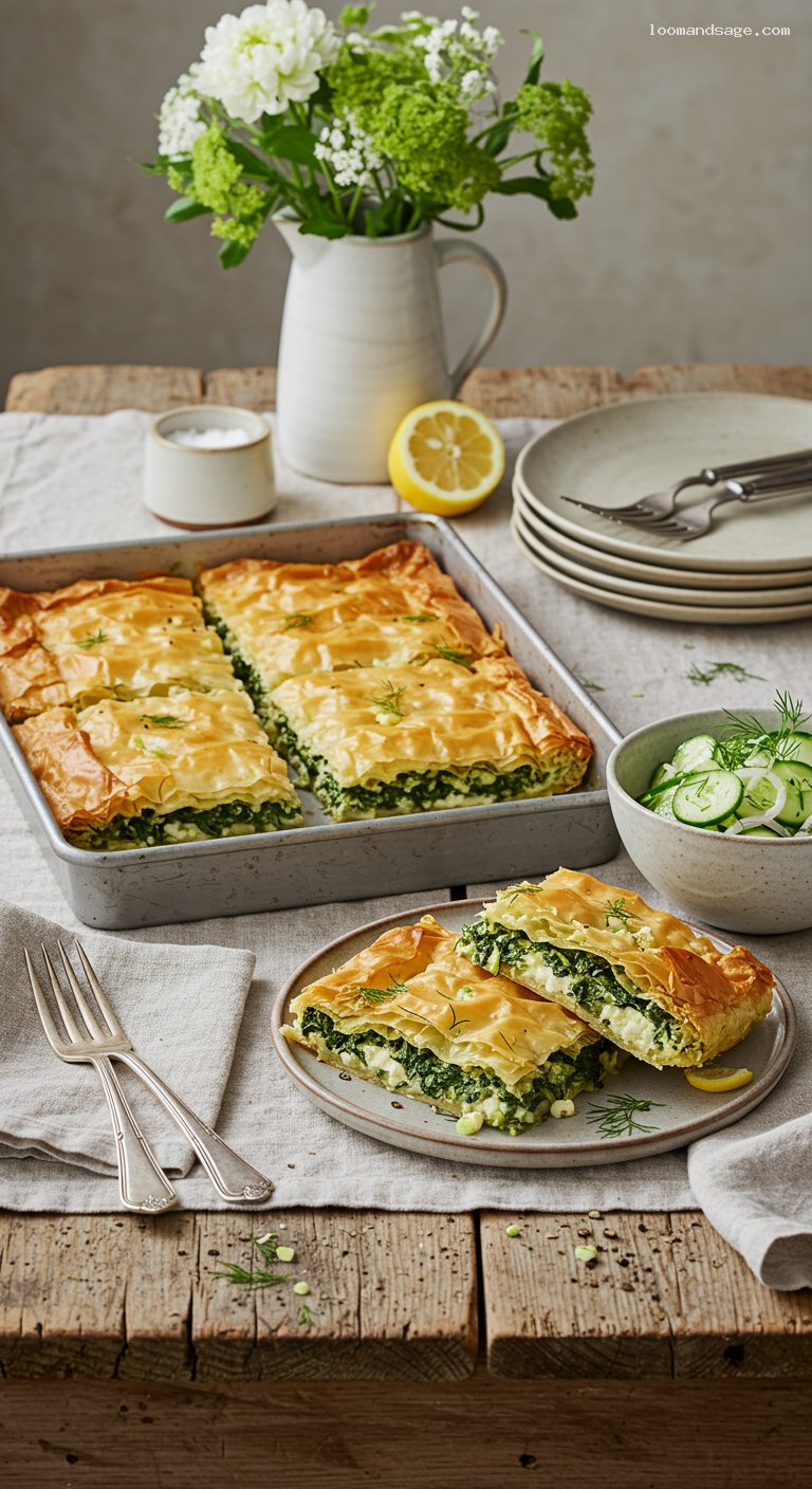 Crispy Spanakopita Pie with Spinach and Feta