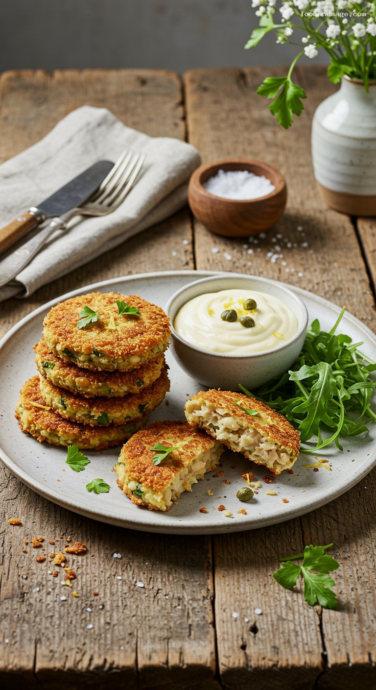Crispy Tuna and White Bean Cakes with Tangy Mayo
