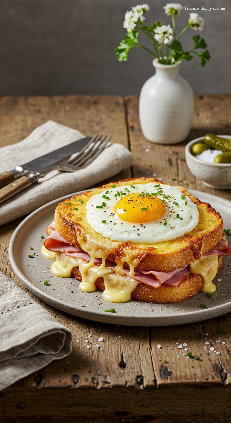 Croque Madame with Ham, Gruyère, and Fried Egg