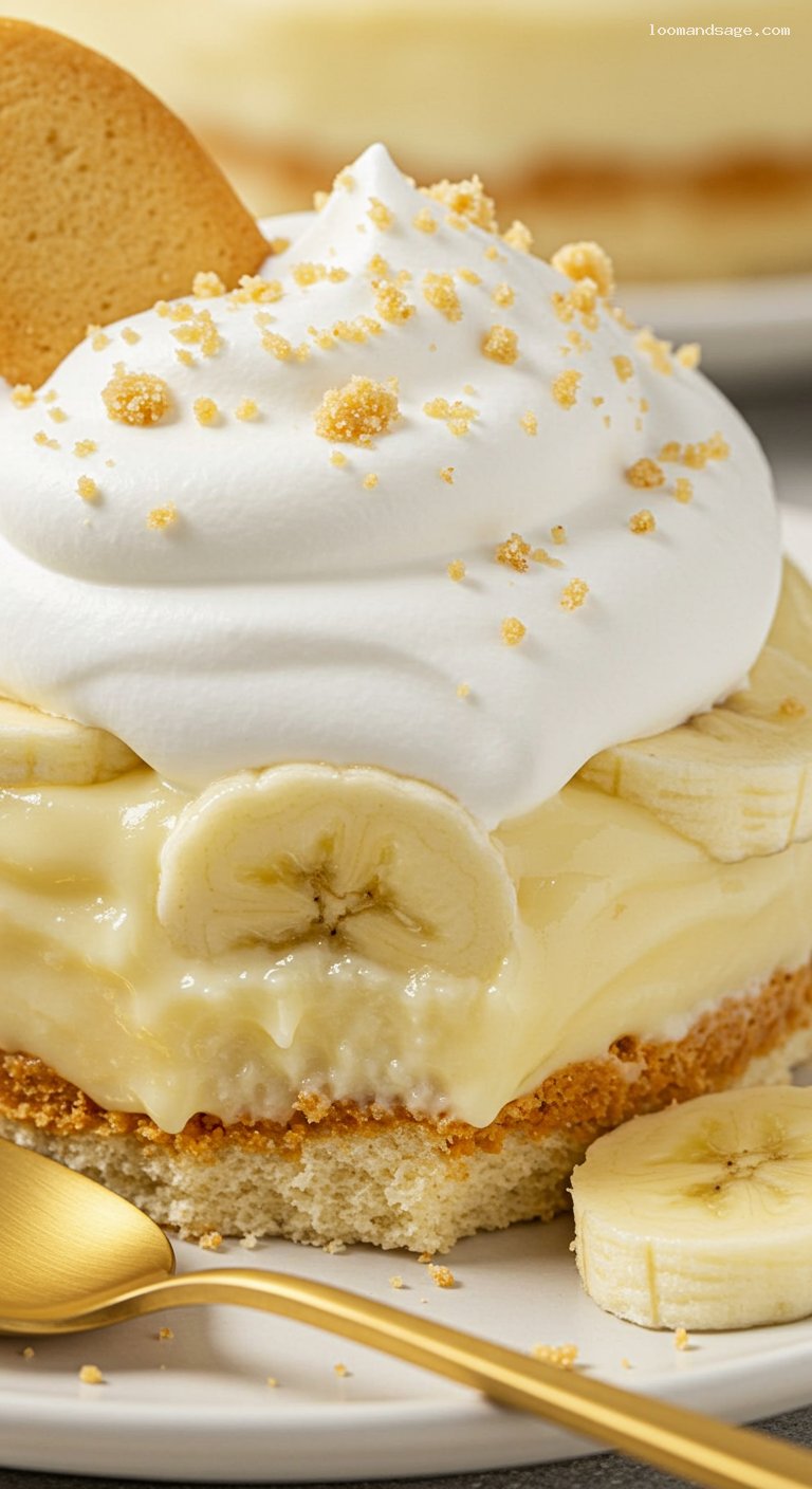 Dreamy Banana Pudding with Vanilla Wafers – Closeup