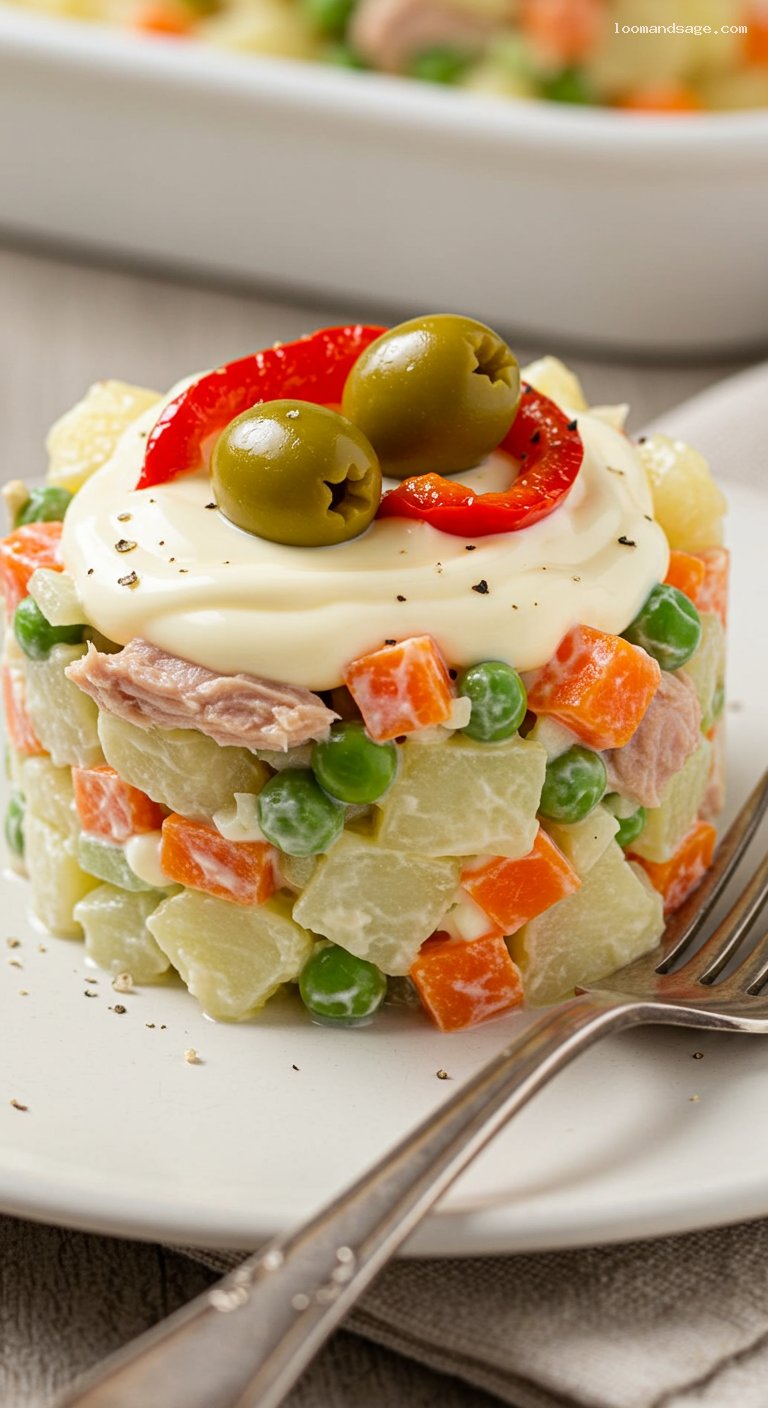 Ensaladilla Rusa: Creamy Spanish Potato Salad – Closeup