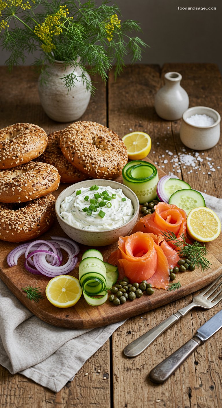 Everything Bagel Board with Whipped Scallion Cream Cheese