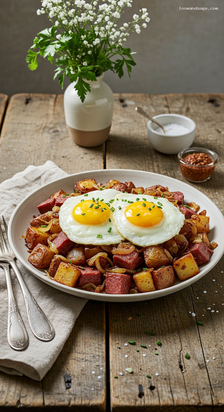 Extra-Crispy Corned Beef Hash with Runny Eggs
