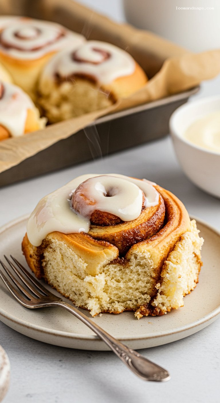 Giant Cinnamon Rolls with Cream Cheese Icing – Closeup