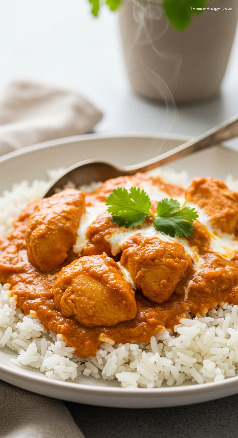 Gluten-Free Chicken Tikka Masala with Basmati Rice – Closeup
