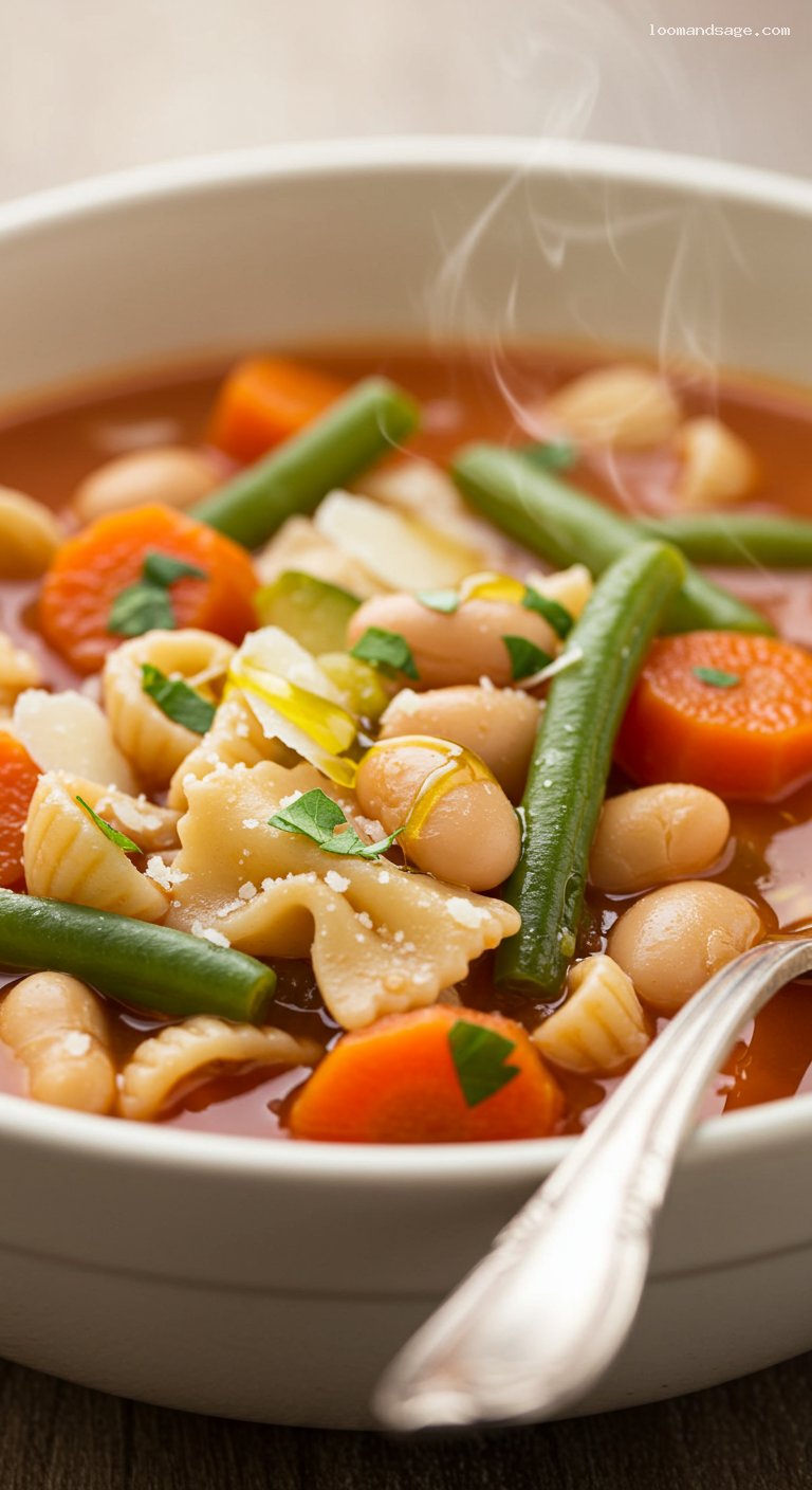 Gluten-Free Hearty Minestrone with Cannellini and Herbs – Closeup