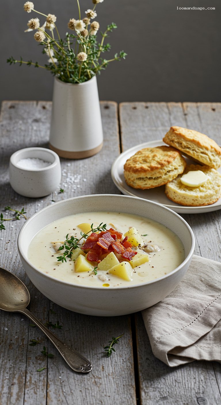 Gluten-Free New England Clam Chowder with Bacon and Thyme