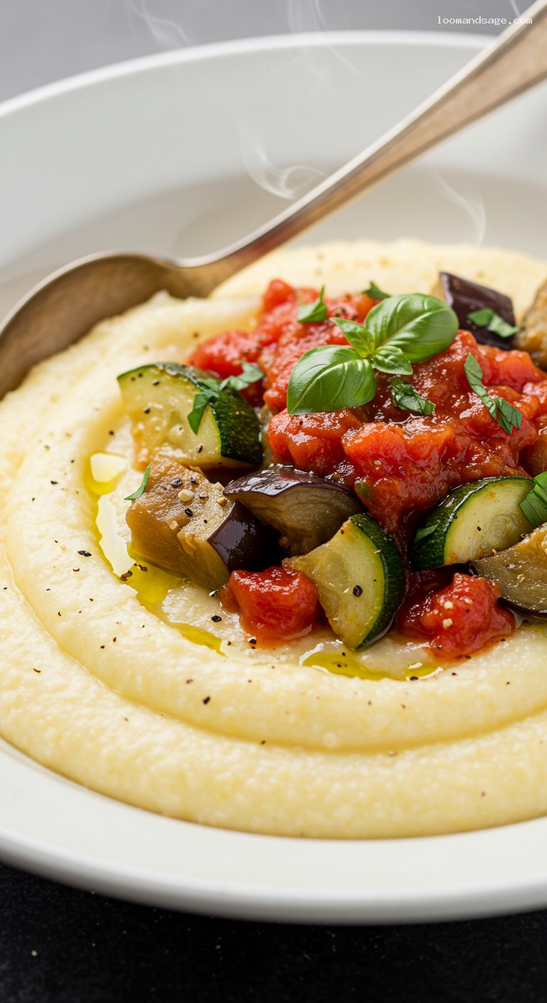 Gluten-Free Ratatouille with Creamy Polenta – Closeup