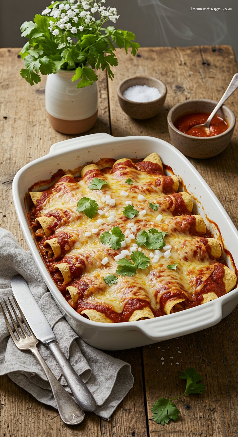 Gluten-Free Red Sauce Cheese Enchiladas