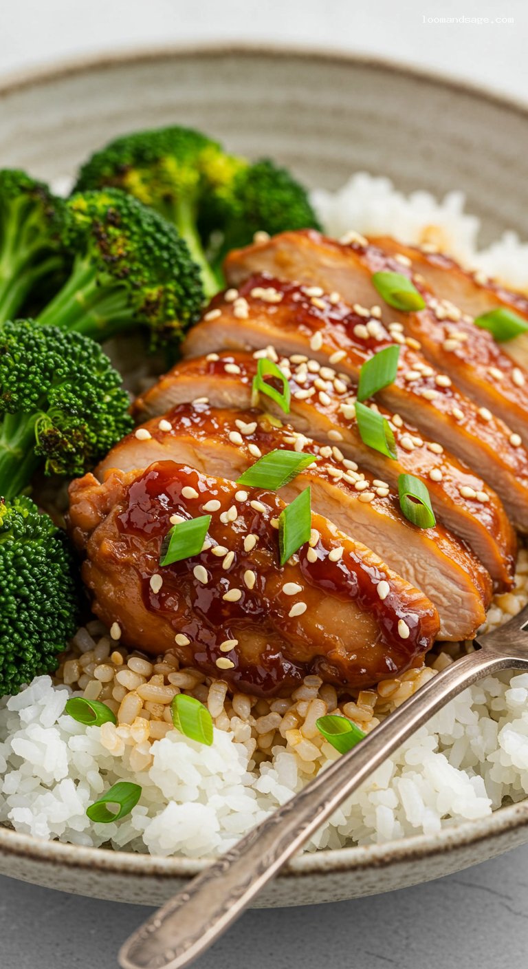 Gluten-Free Teriyaki Chicken Rice Bowls – Closeup