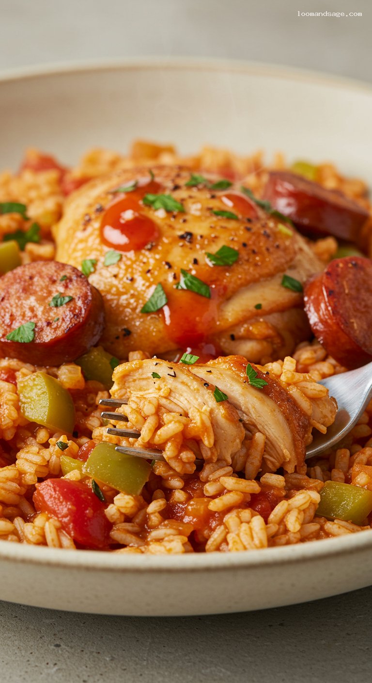 Gluten-Free Weeknight Jambalaya with Andouille and Chicken – Closeup