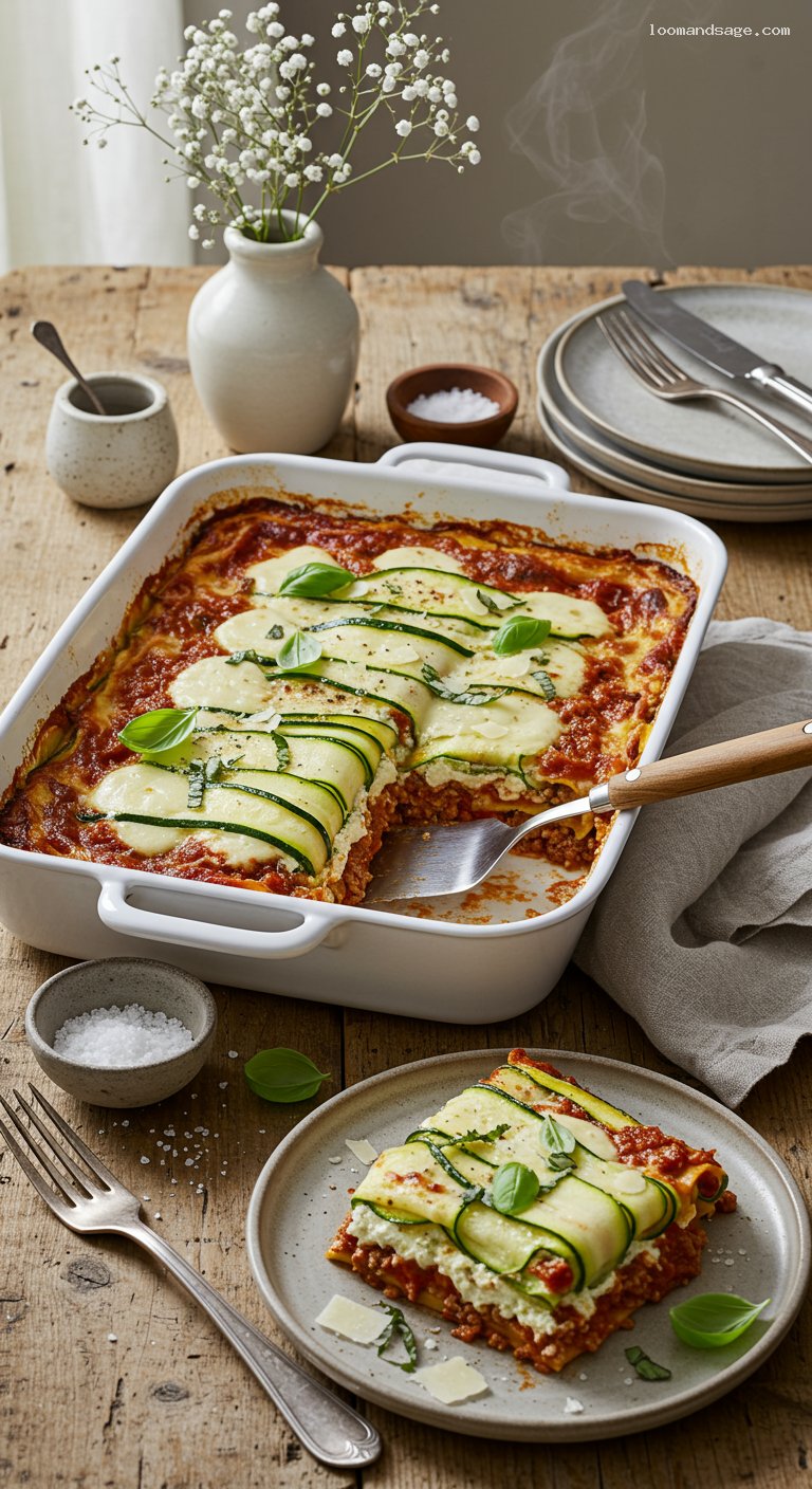 Gluten-Free Zucchini Lasagna with Ricotta and Meat Sauce